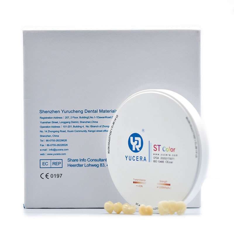 Dysk cyrkonowy YUCERA ST Color z opakowaniem producenta i frezowanymi koronami