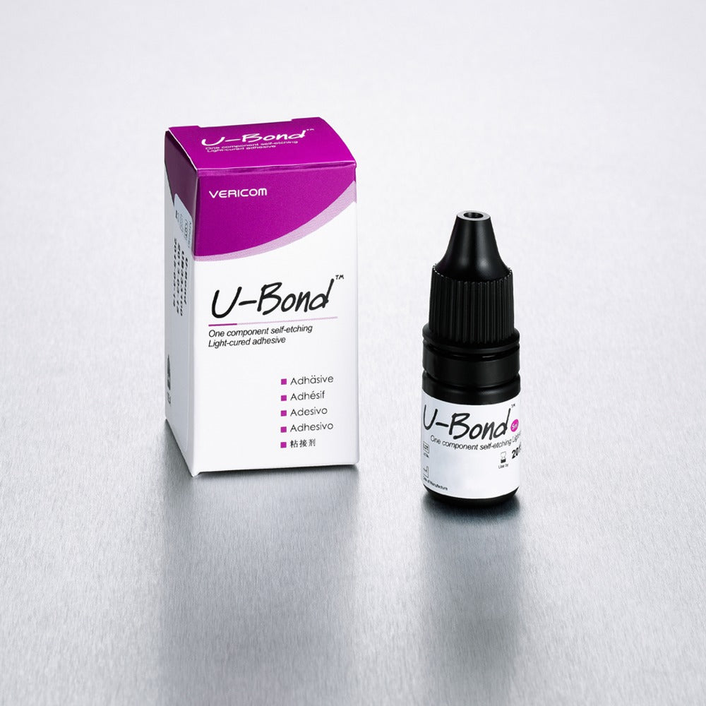 Samowytrawiający światłoutwardzalny system łączący Vericom U-Bond – butelka 5 ml i opakowanie